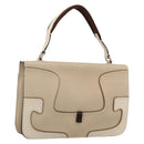 Miu Miu Hand Bag Leather Beige Silver Auth LNZ021-1