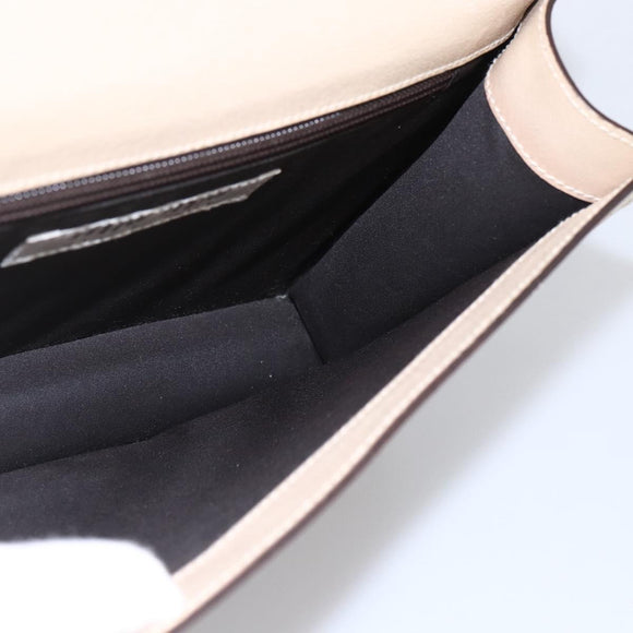 Miu Miu Hand Bag Leather Beige Silver Auth LNZ021