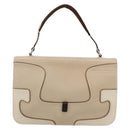 Miu Miu Hand Bag Leather Beige Silver Auth LNZ021-13