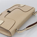 Miu Miu Hand Bag Leather Beige Silver Auth LNZ021-6