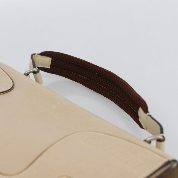 Miu Miu Hand Bag Leather Beige Silver Auth LNZ021
