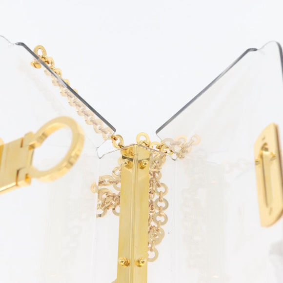 Salvatore Ferragamo Gancini Chain Bag plastic 2way Clear Gold Auth LNZ028