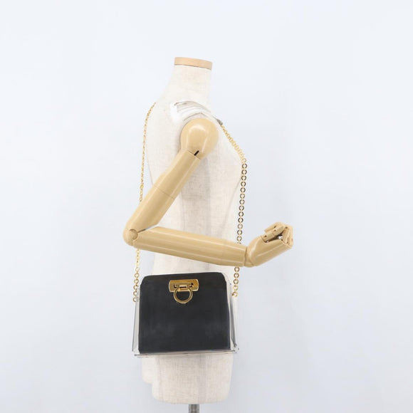 Salvatore Ferragamo Gancini Chain Bag plastic 2way Clear Gold Auth LNZ028