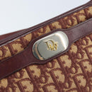 Christian Dior Trotter Canvas Shoulder Bag Red Gold Auth LNZ038-17