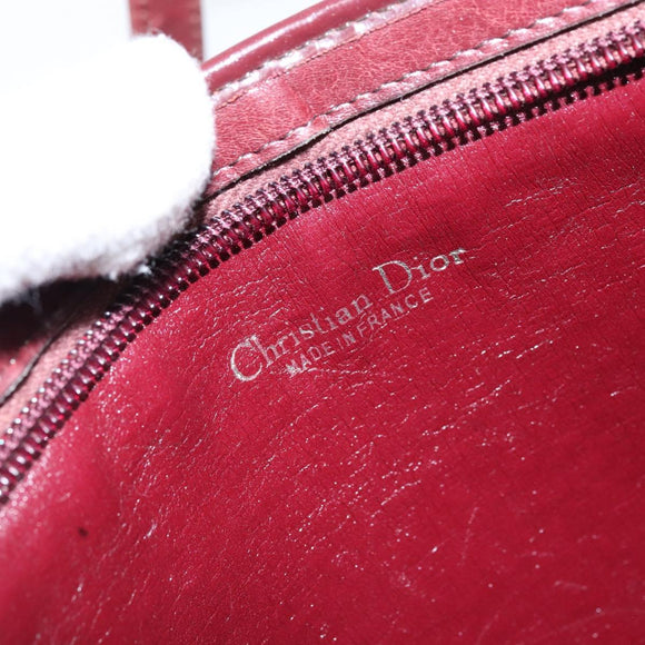 Christian Dior Trotter Canvas Shoulder Bag Red Gold Auth LNZ038