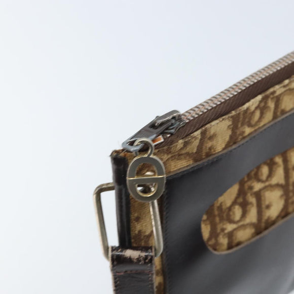Christian Dior Trotter Canvas Shoulder Bag Beige Auth LNZ041