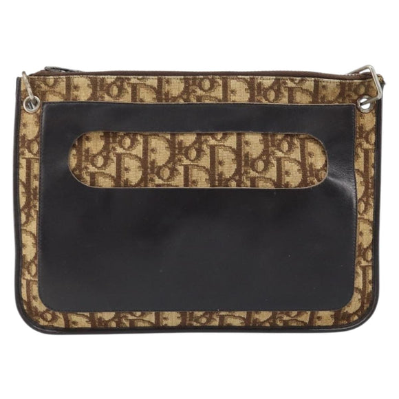 Christian Dior Trotter Canvas Shoulder Bag Beige Auth LNZ041