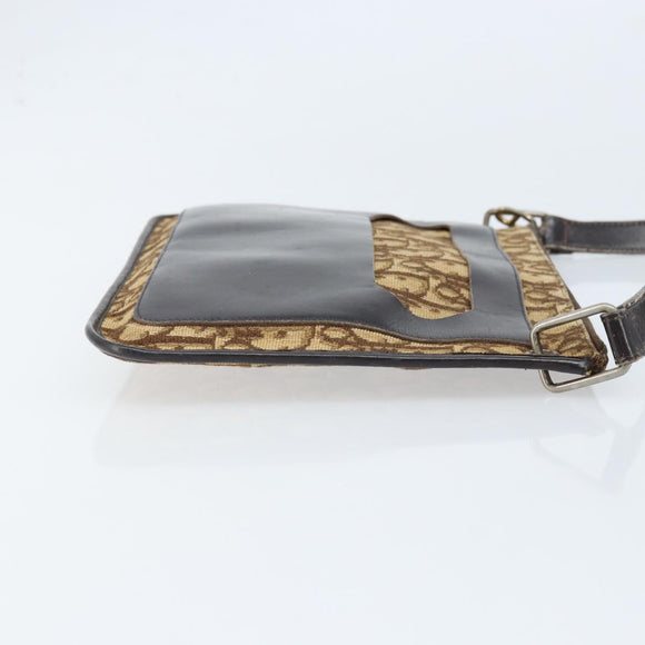 Christian Dior Trotter Canvas Shoulder Bag Beige Auth LNZ041