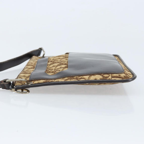 Christian Dior Trotter Canvas Shoulder Bag Beige Auth LNZ041