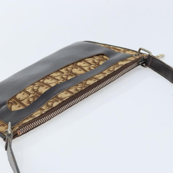 Christian Dior Trotter Canvas Shoulder Bag Beige Auth LNZ041