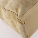 GUCCI Bamboo Hand Bag Suede 2way Beige Gold Auth LNZ043-13
