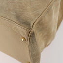 GUCCI Bamboo Hand Bag Suede 2way Beige Gold Auth LNZ043-14