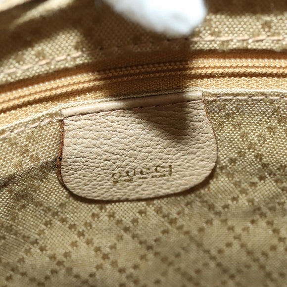 GUCCI Bamboo Hand Bag Suede 2way Beige Gold Auth LNZ043