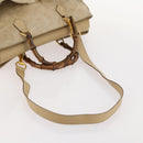 GUCCI Bamboo Hand Bag Suede 2way Beige Gold Auth LNZ043-7