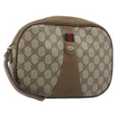 GUCCI GG Supreme Web Sherry Line Clutch Bag PVC Beige Gold 89 01 034 Auth LNZ056-1