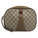 GUCCI GG Supreme Web Sherry Line Clutch Bag PVC Beige Gold 89 01 034 Auth LNZ056-13