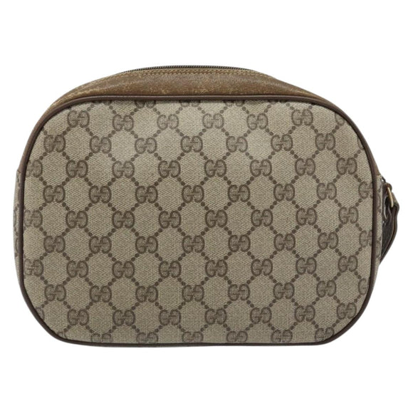 GUCCI GG Supreme Web Sherry Line Clutch Bag PVC Beige Gold 89 01 034 Auth LNZ056