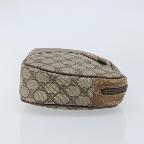 GUCCI GG Supreme Web Sherry Line Clutch Bag PVC Beige Gold 89 01 034 Auth LNZ056