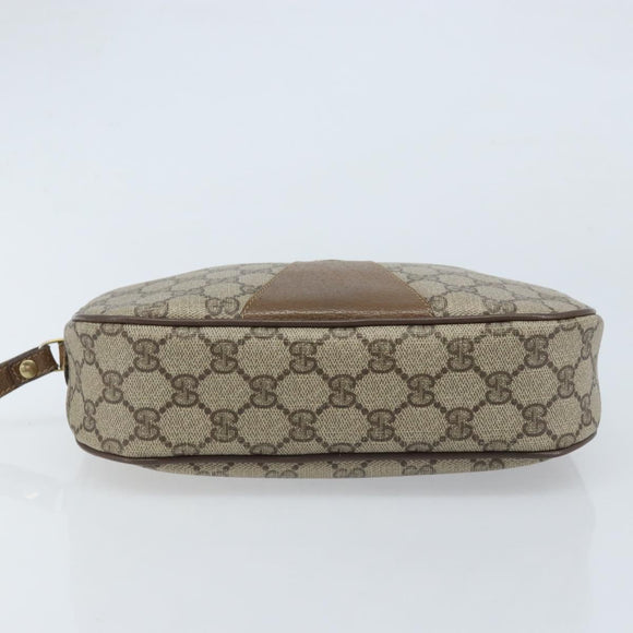 GUCCI GG Supreme Web Sherry Line Clutch Bag PVC Beige Gold 89 01 034 Auth LNZ056