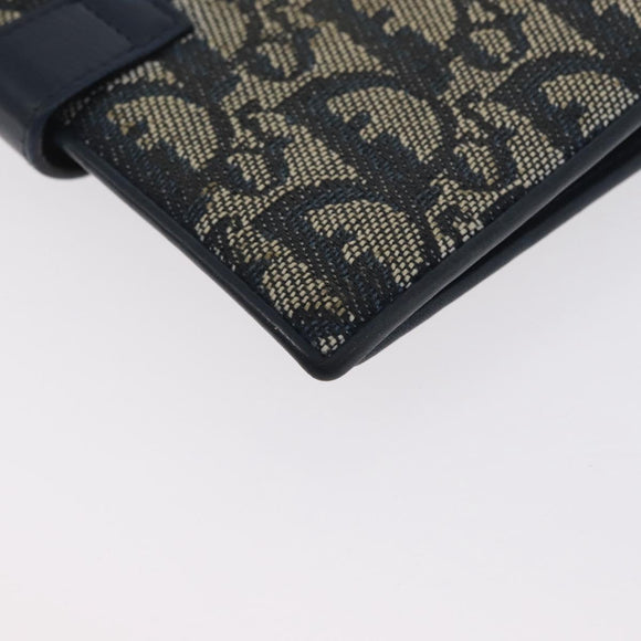Christian Dior Trotter Canvas Day Planner Cover Navy Gold Auth LNZ057