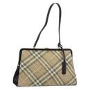 BURBERRY Nova Check Shoulder Bag Wool Beige Gold Auth LNZ061A-1