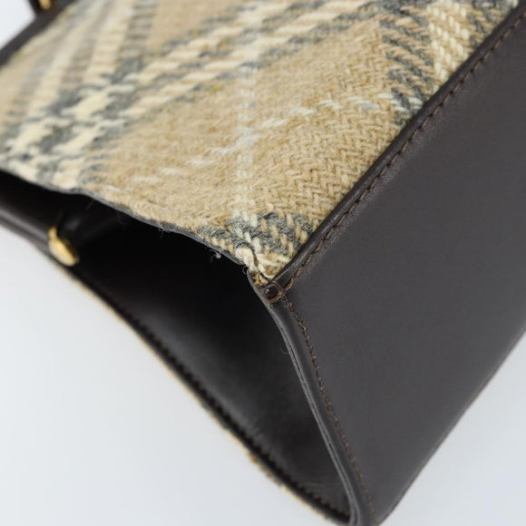 BURBERRY Nova Check Shoulder Bag Wool Beige Gold Auth LNZ061A