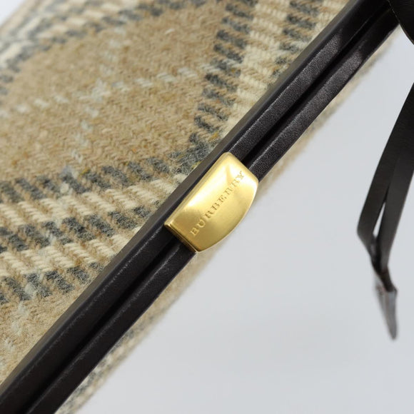 BURBERRY Nova Check Shoulder Bag Wool Beige Gold Auth LNZ061A