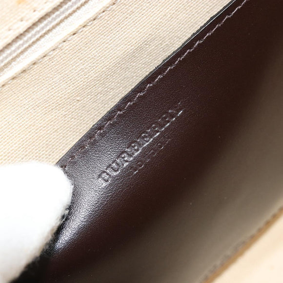 BURBERRY Nova Check Shoulder Bag Wool Beige Gold Auth LNZ061A