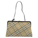 BURBERRY Nova Check Shoulder Bag Wool Beige Gold Auth LNZ061A-3