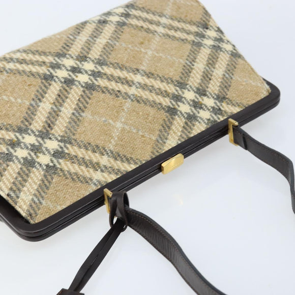 BURBERRY Nova Check Shoulder Bag Wool Beige Gold Auth LNZ061A