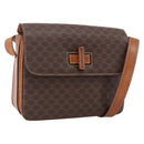 CELINE Macadam Canvas Shoulder Bag PVC Leather Brown Gold Auth LNZ062-1