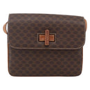 CELINE Macadam Canvas Shoulder Bag PVC Leather Brown Gold Auth LNZ062-13