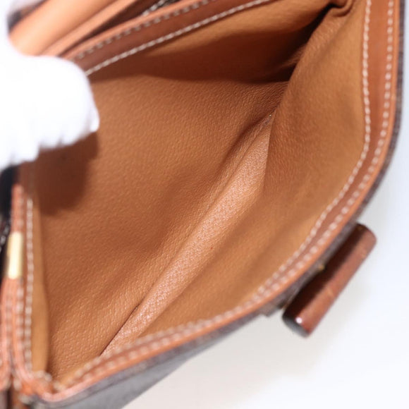 CELINE Macadam Canvas Shoulder Bag PVC Leather Brown Gold Auth LNZ062