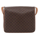 CELINE Macadam Canvas Shoulder Bag PVC Leather Brown Gold Auth LNZ062-2