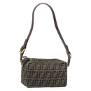 FENDI Zucca Canvas Shoulder Bag Brown Black Auth LNZ068-1