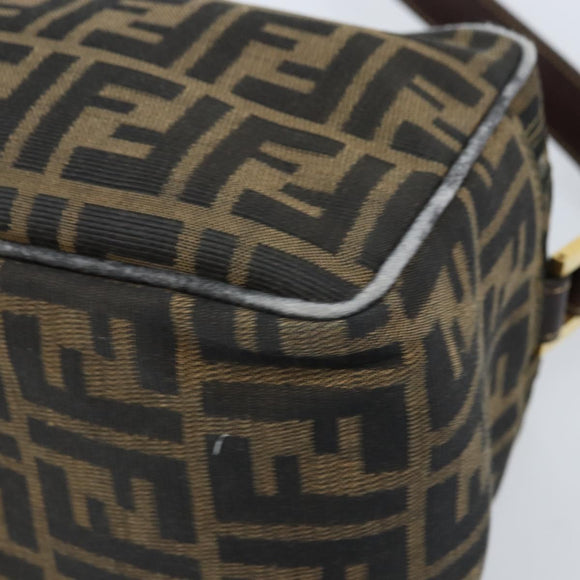 FENDI Zucca Canvas Shoulder Bag Brown Black Auth LNZ068