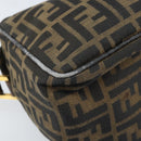 FENDI Zucca Canvas Shoulder Bag Brown Black Auth LNZ068-15