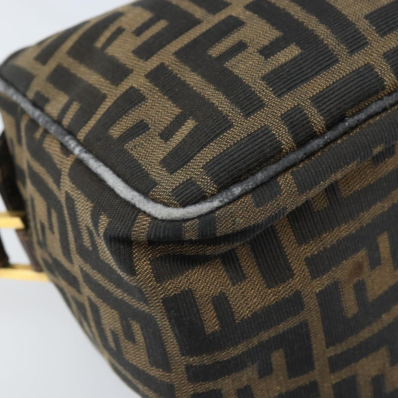 FENDI Zucca Canvas Shoulder Bag Brown Black Auth LNZ068