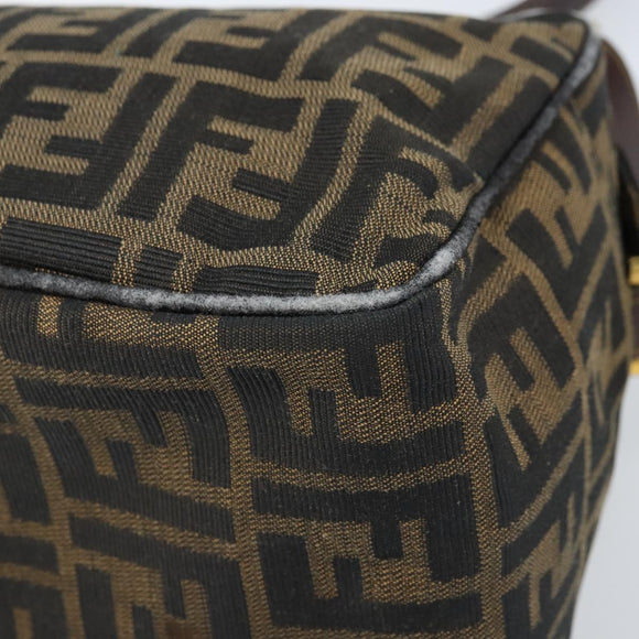 FENDI Zucca Canvas Shoulder Bag Brown Black Auth LNZ068