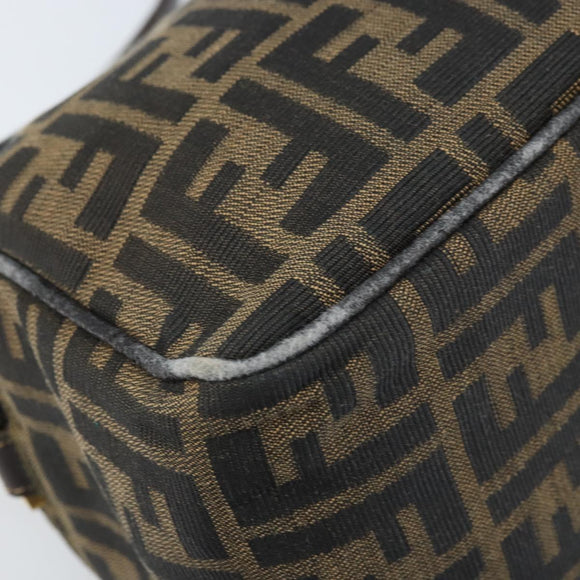 FENDI Zucca Canvas Shoulder Bag Brown Black Auth LNZ068
