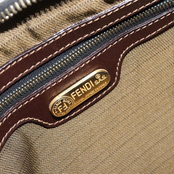 FENDI Zucca Canvas Shoulder Bag Brown Black Auth LNZ068