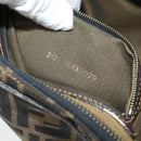 FENDI Zucca Canvas Shoulder Bag Brown Black Auth LNZ068-12