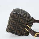 FENDI Zucca Canvas Shoulder Bag Brown Black Auth LNZ068-3