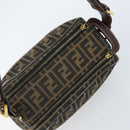 FENDI Zucca Canvas Shoulder Bag Brown Black Auth LNZ068-6
