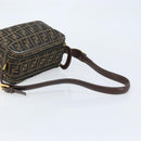 FENDI Zucca Canvas Shoulder Bag Brown Black Auth LNZ068-7