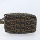 FENDI Zucca Canvas Shoulder Bag Brown Black Auth LNZ068-5