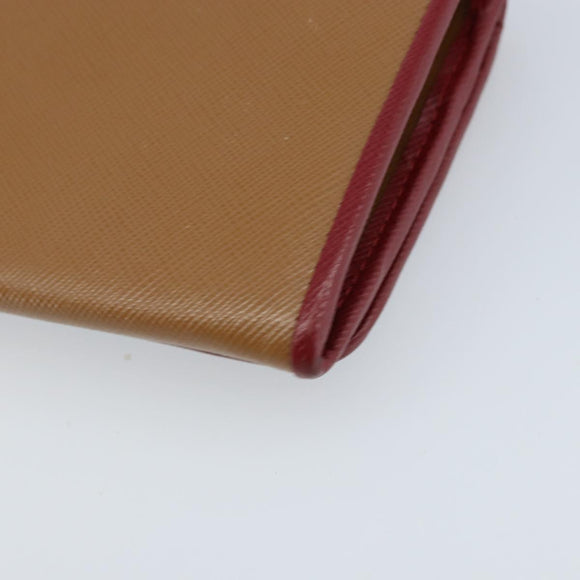 PRADA Lange Portemonnee Saffiano leer Bruin Goud Auth LNZ082M