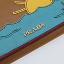 PRADA Lange Portemonnee Saffiano leer Bruin Goud Auth LNZ082M-17