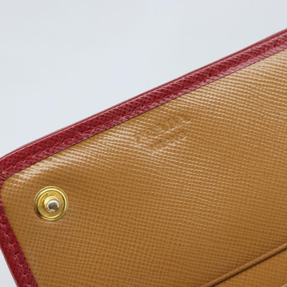PRADA Lange Portemonnee Saffiano leer Bruin Goud Auth LNZ082M