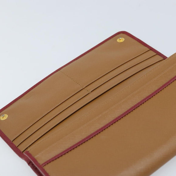 PRADA Lange Portemonnee Saffiano leer Bruin Goud Auth LNZ082M